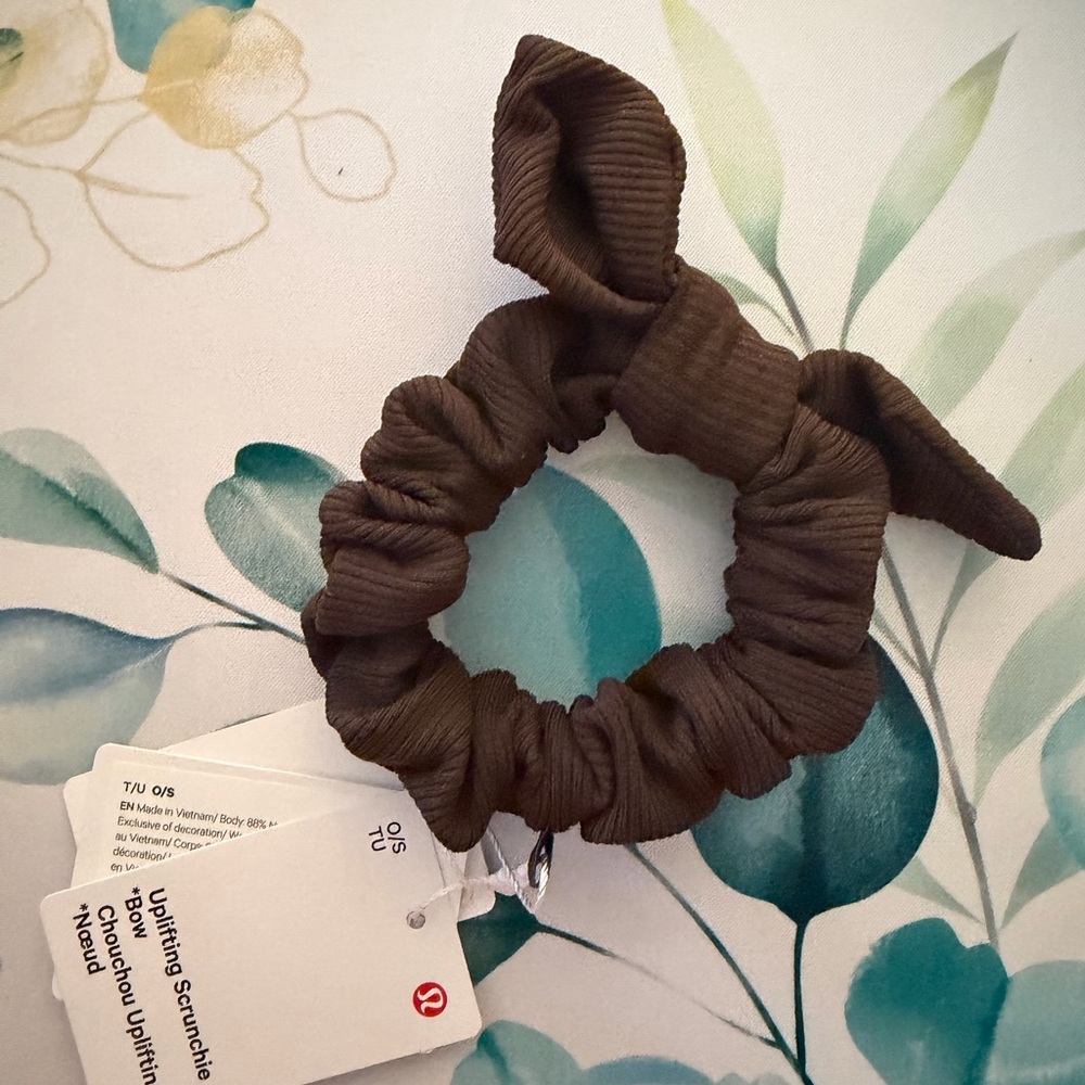 Lululemon Brown Ribbed Bow Scrunchie